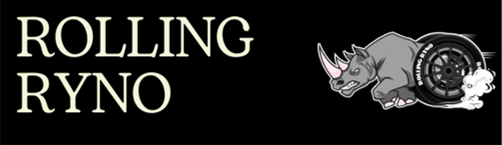 Logo Rolling Ryno (charging rhinoceros with wheels)